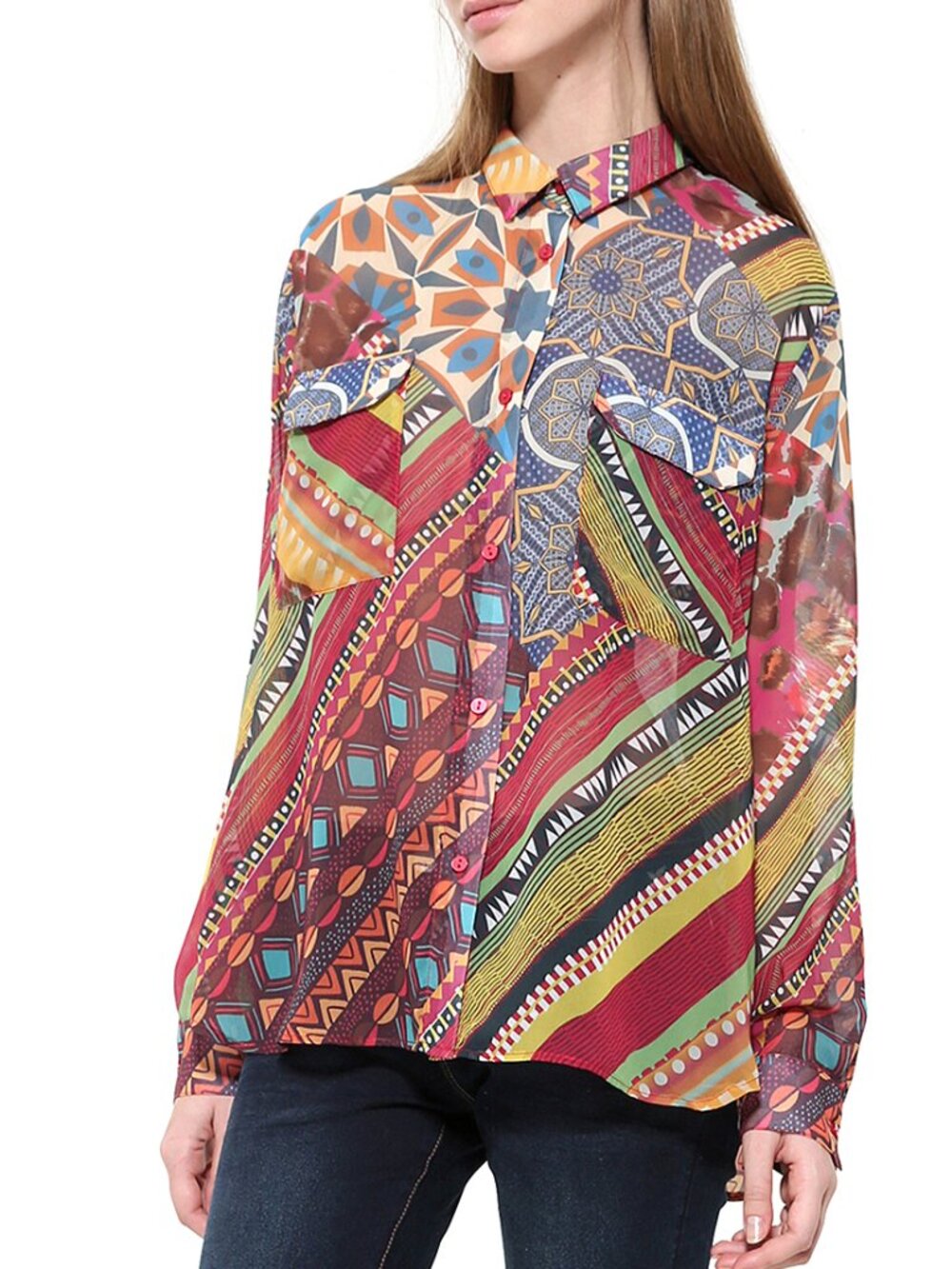 DESIGUAL Desigual semi sheer tapestry shirt XL - Picture 2 of 5